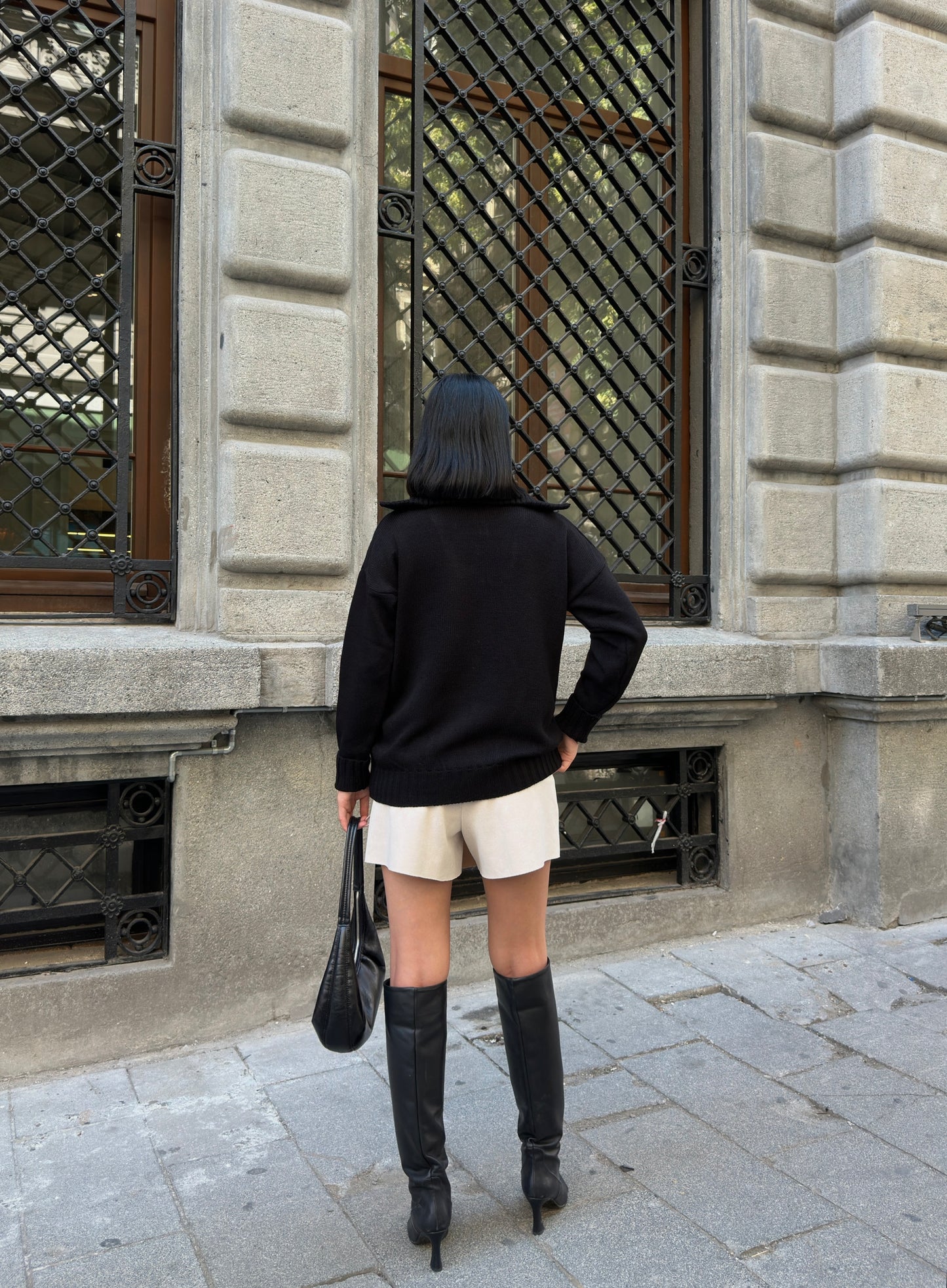 Black Half-Zip Knit Sweater