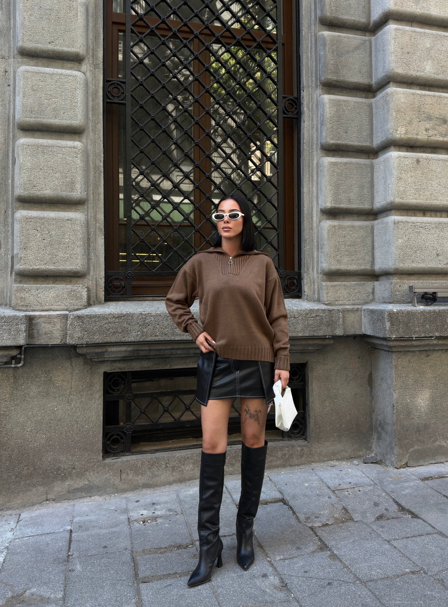 Classic Mocha Half-Zip Sweater