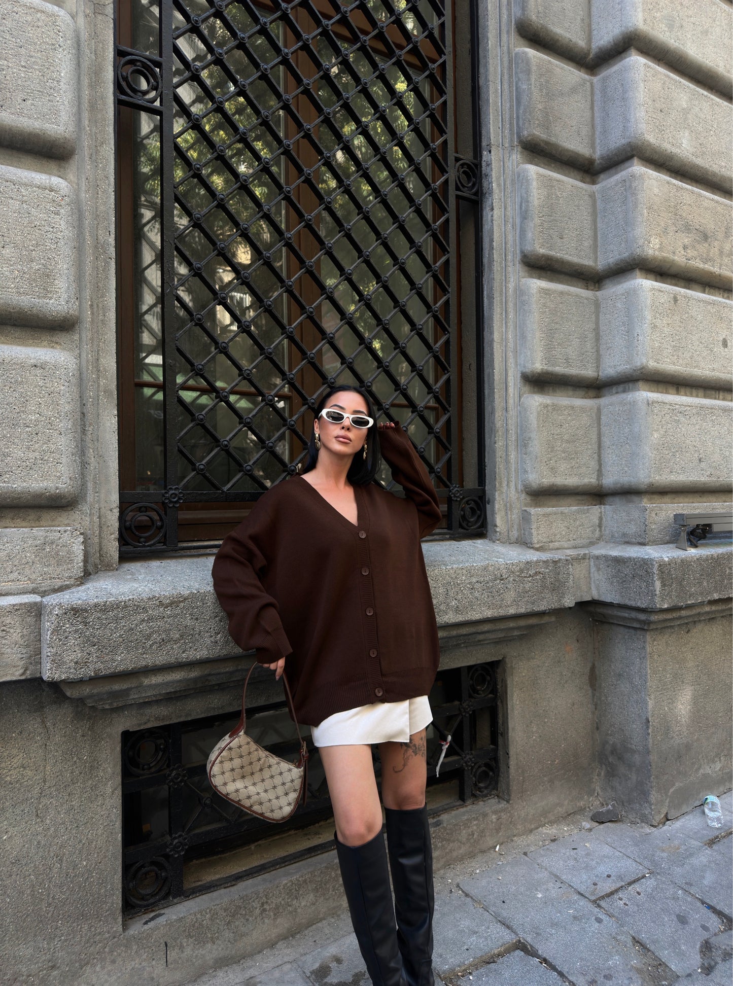 Mocha Half-Zip Knit Sweater