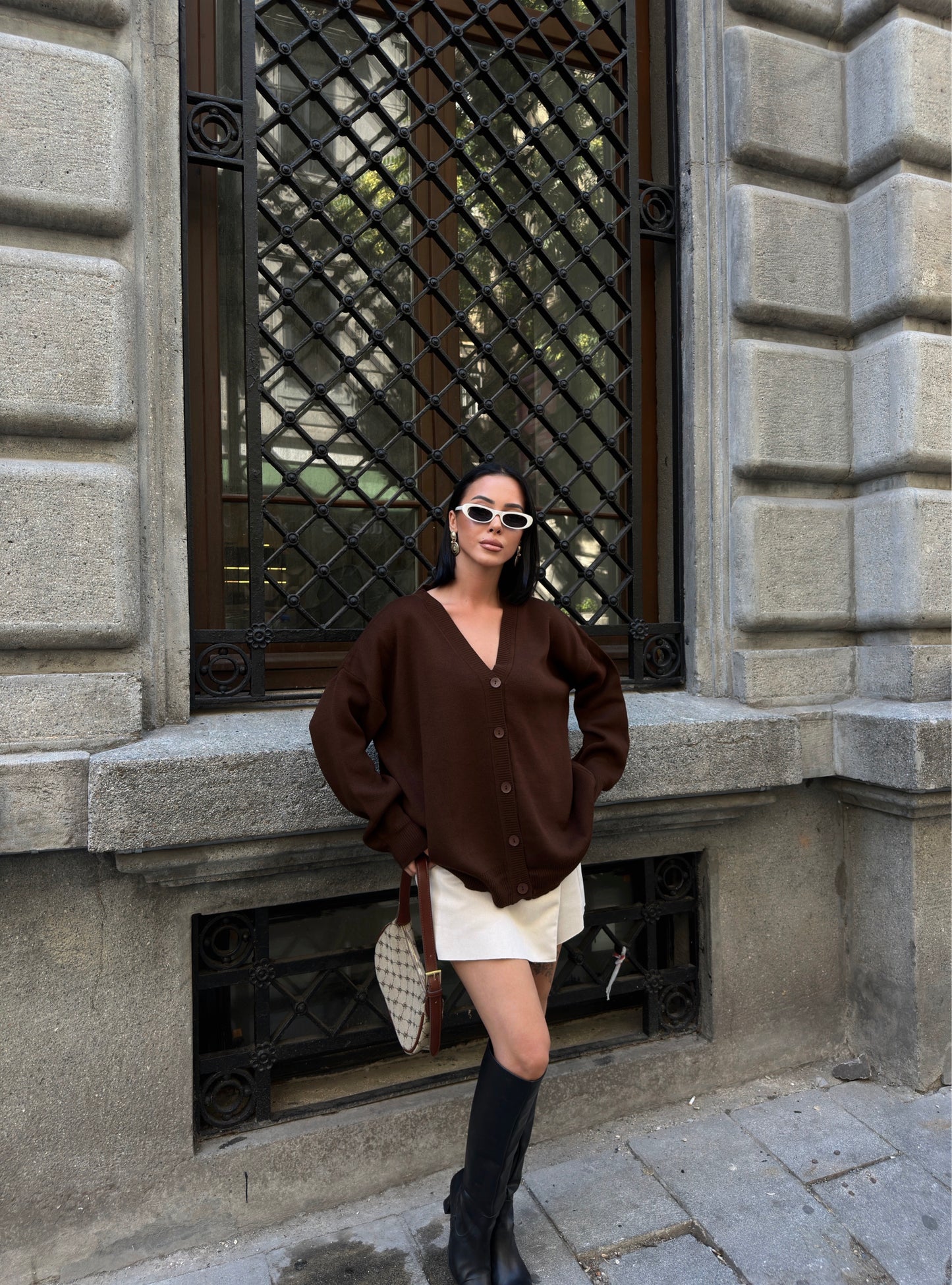 Mocha Half-Zip Knit Sweater