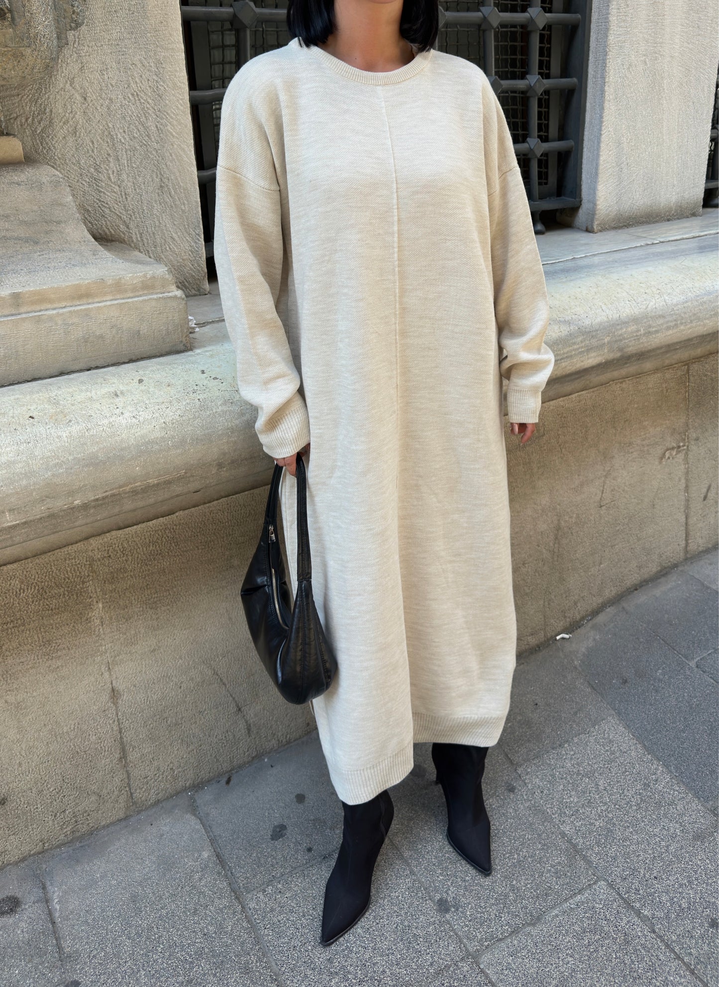 Cozy Cream Knit Maxi Dress