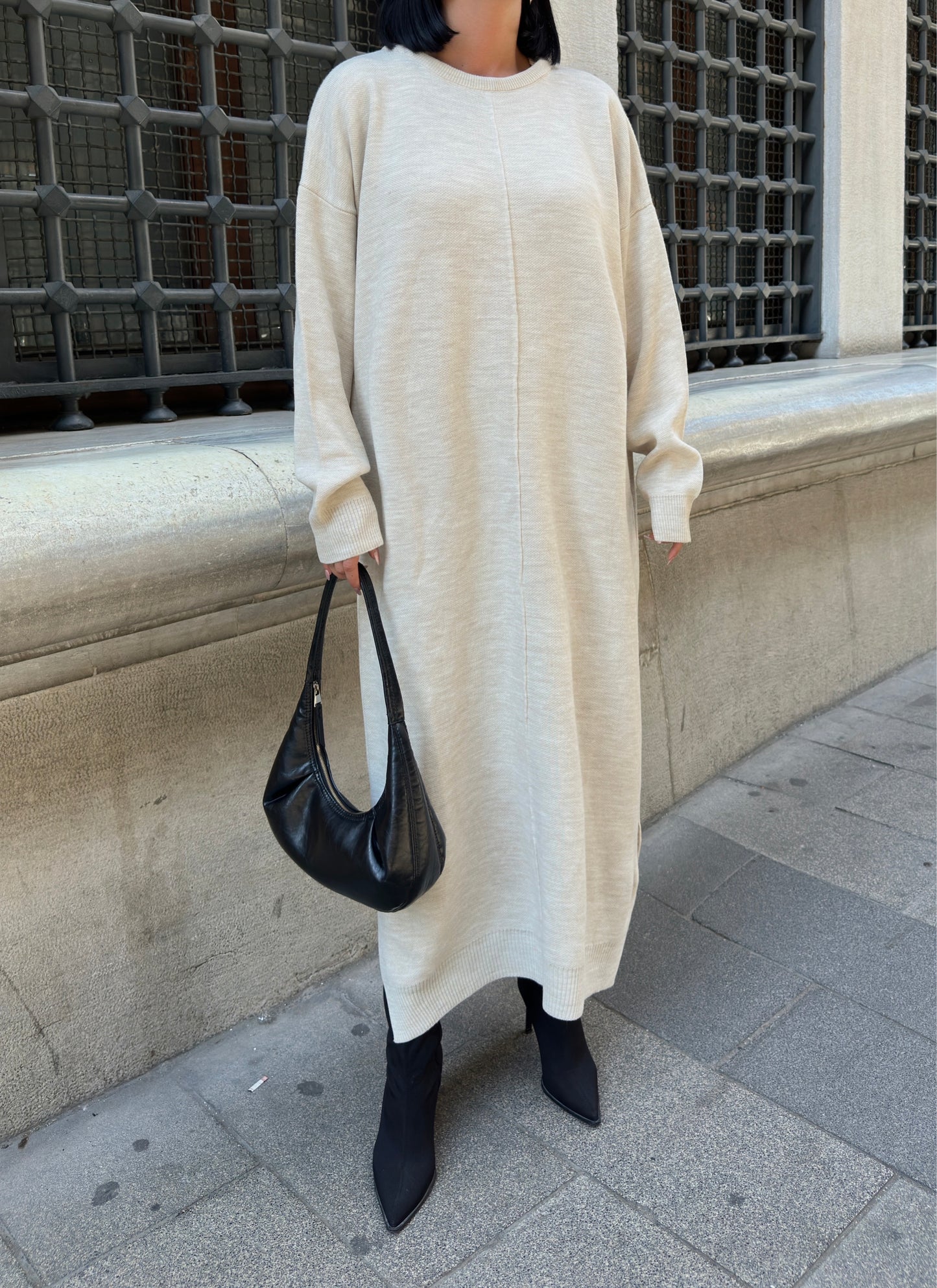Cozy Cream Knit Maxi Dress