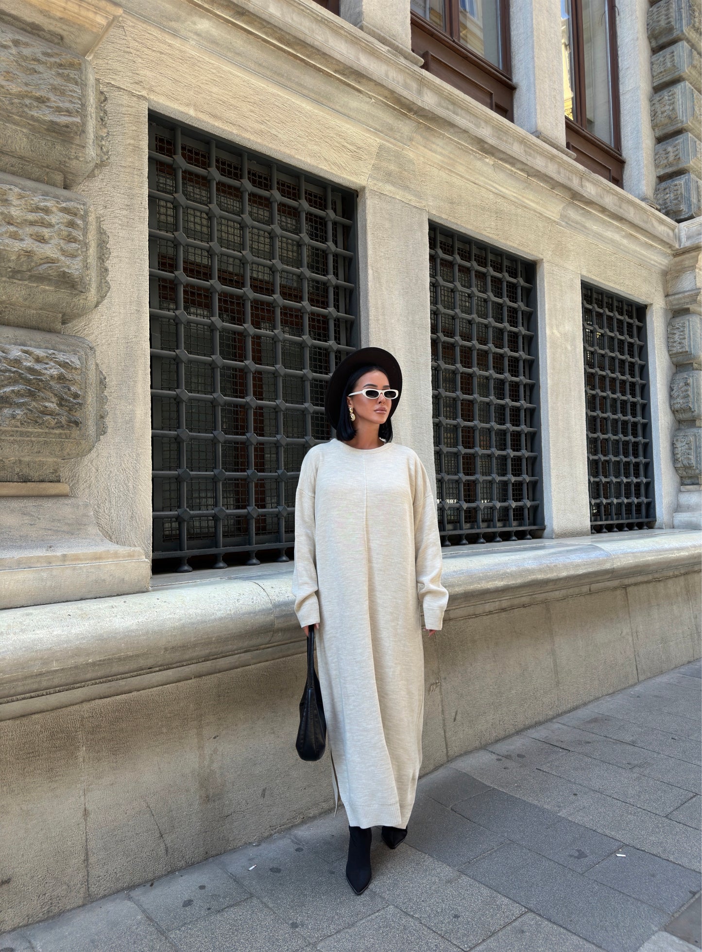 Cozy Cream Knit Maxi Dress