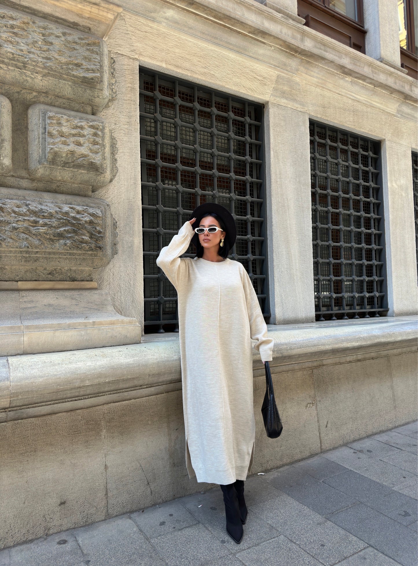 Cozy Cream Knit Maxi Dress