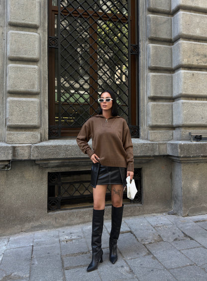 Classic Mocha Half-Zip Sweater