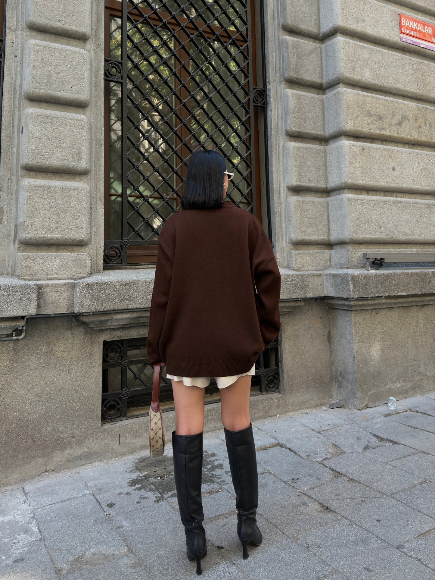 Mocha Half-Zip Knit Sweater