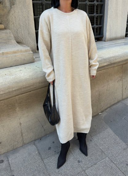 Cozy Cream Knit Maxi Dress