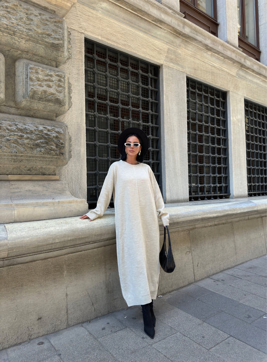 Cozy Cream Knit Maxi Dress