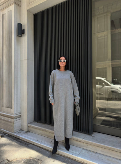 Minimalist Grey Knit Maxi Dress