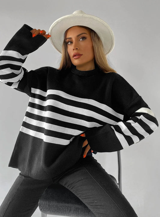 STRIPED PIQUÉ SWEATER