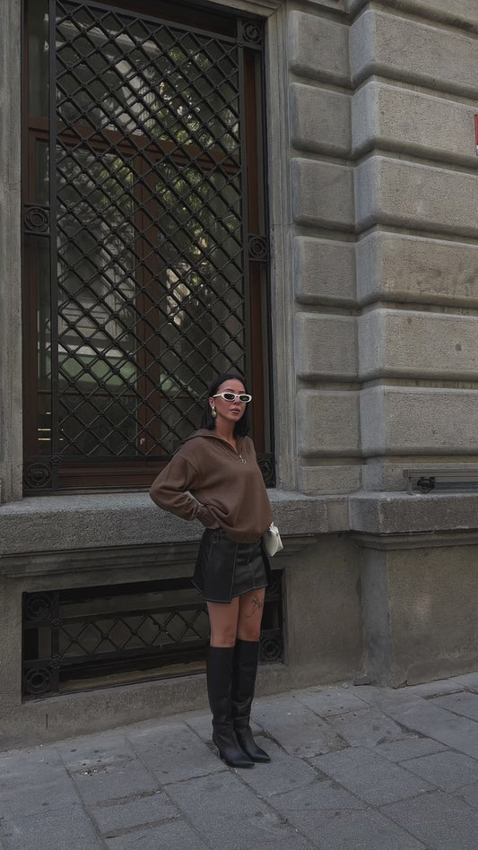 Classic Mocha Half-Zip Sweater